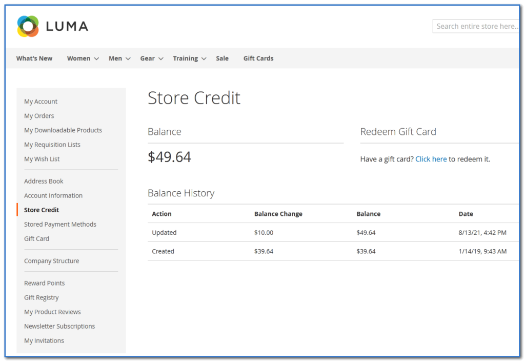 Store Credit - Front-end